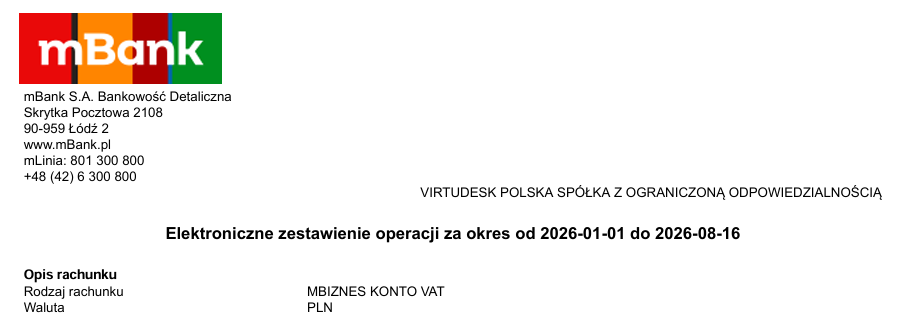 Elektroniczne zestawienie operacji bankowych